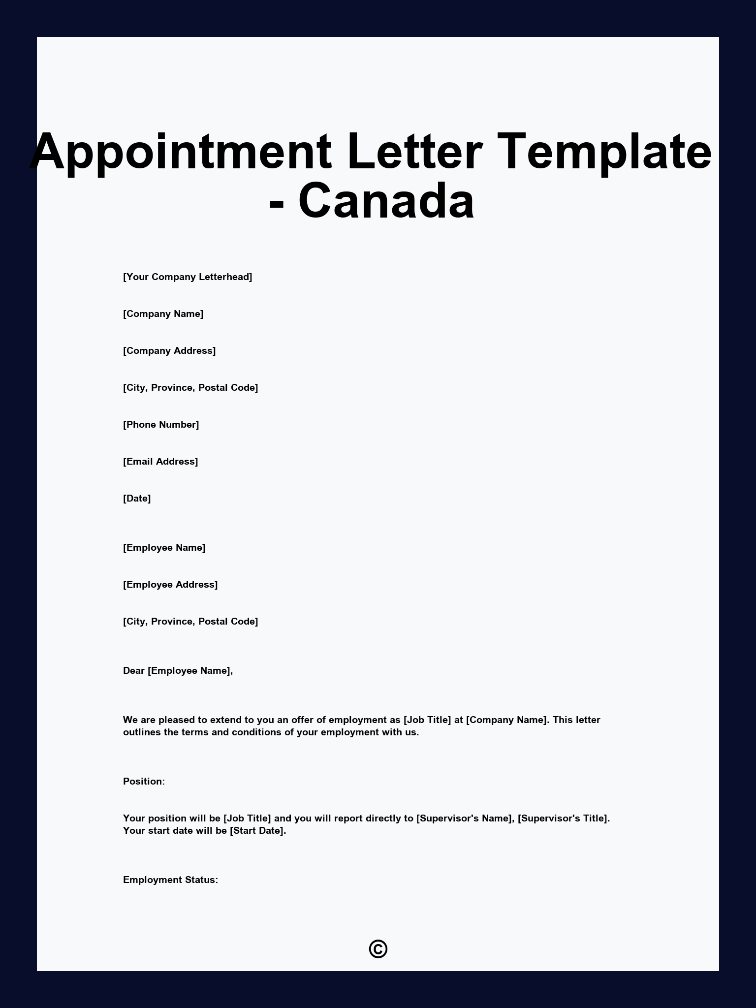 Appointment Letter Template - Canada