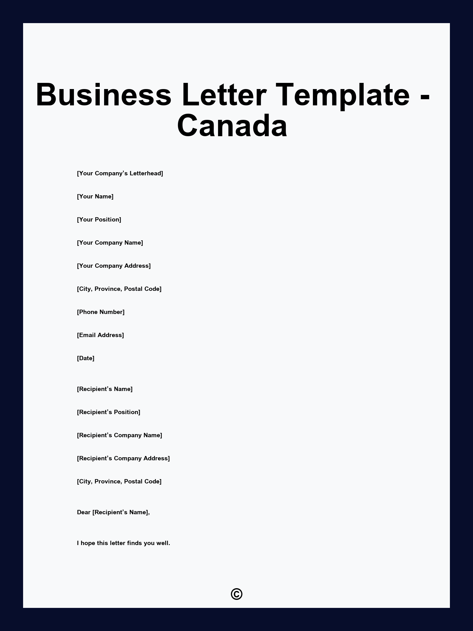 Business Letter Template - Canada