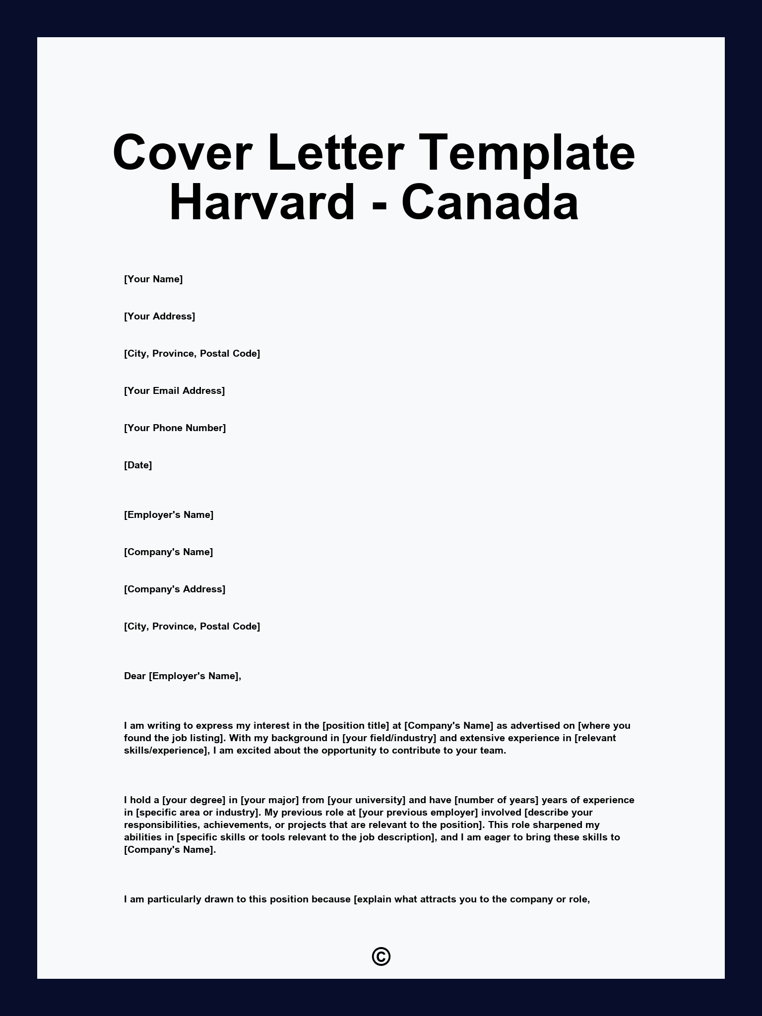 Cover Letter Template Harvard - Canada
