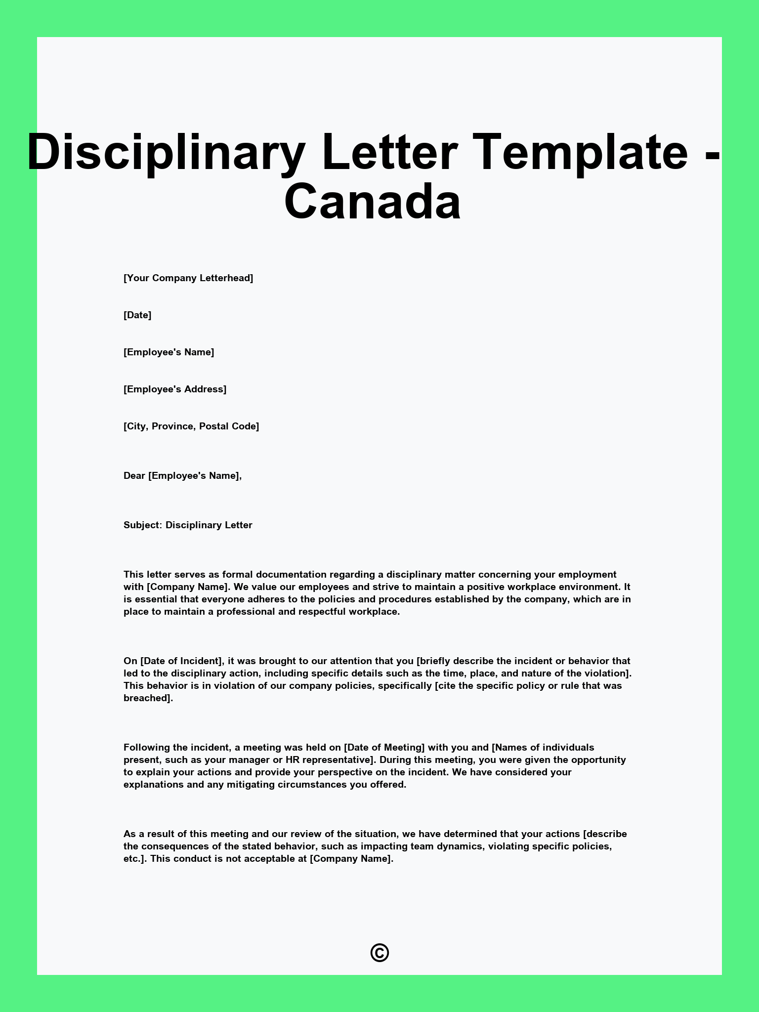 Disciplinary Letter Template - Canada