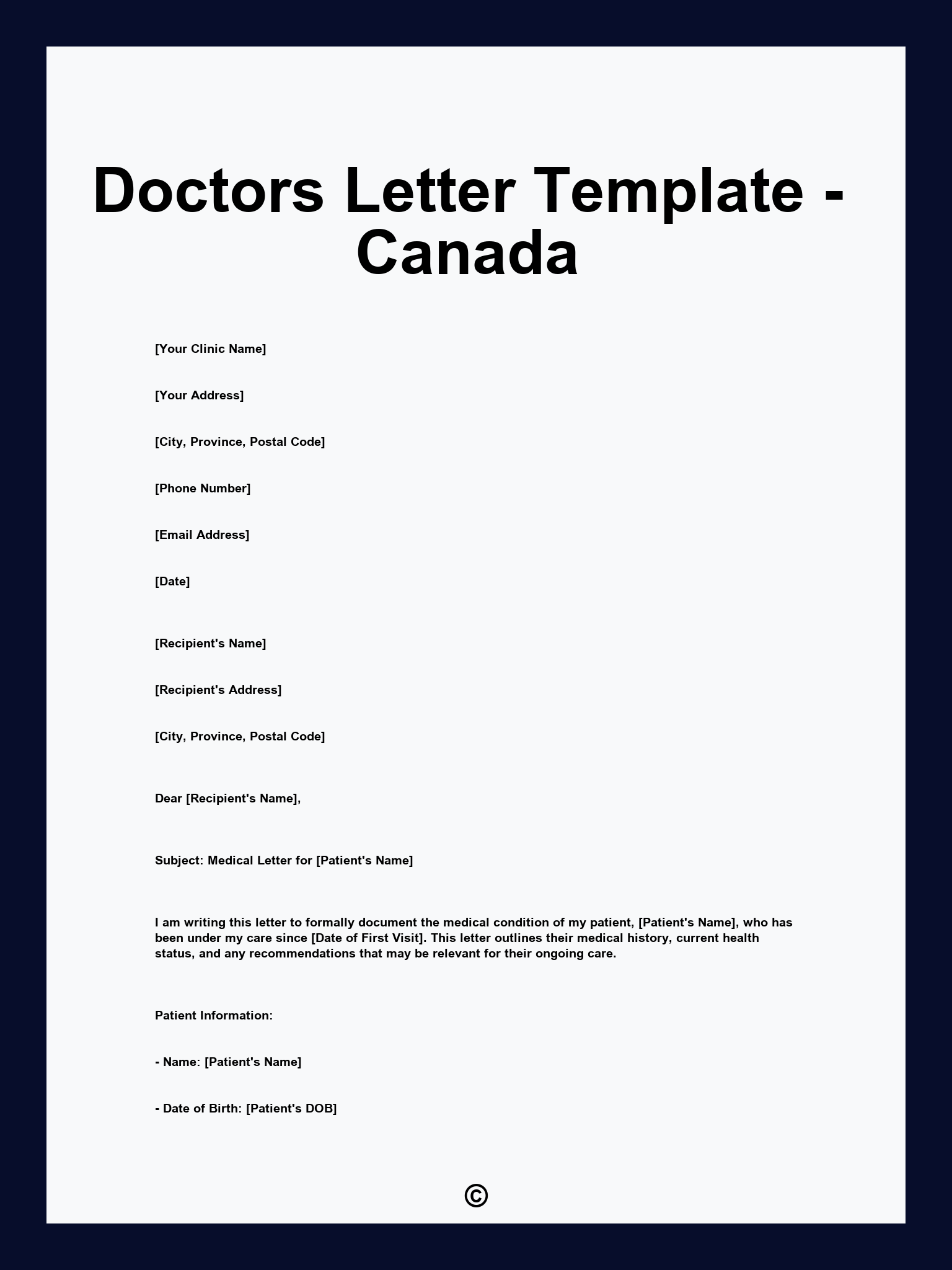 Doctors Letter Template - Canada