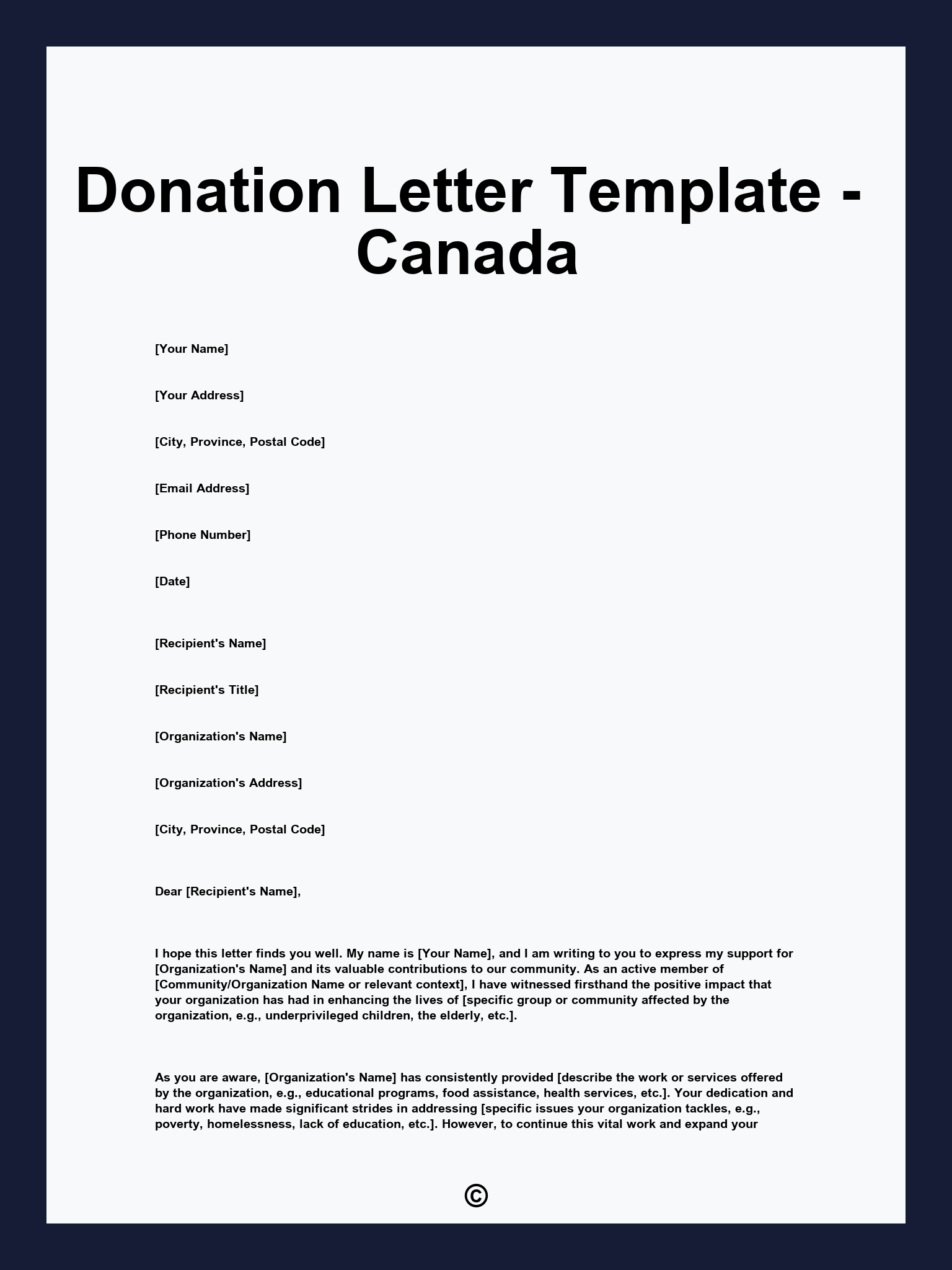Donation Letter Template - Canada