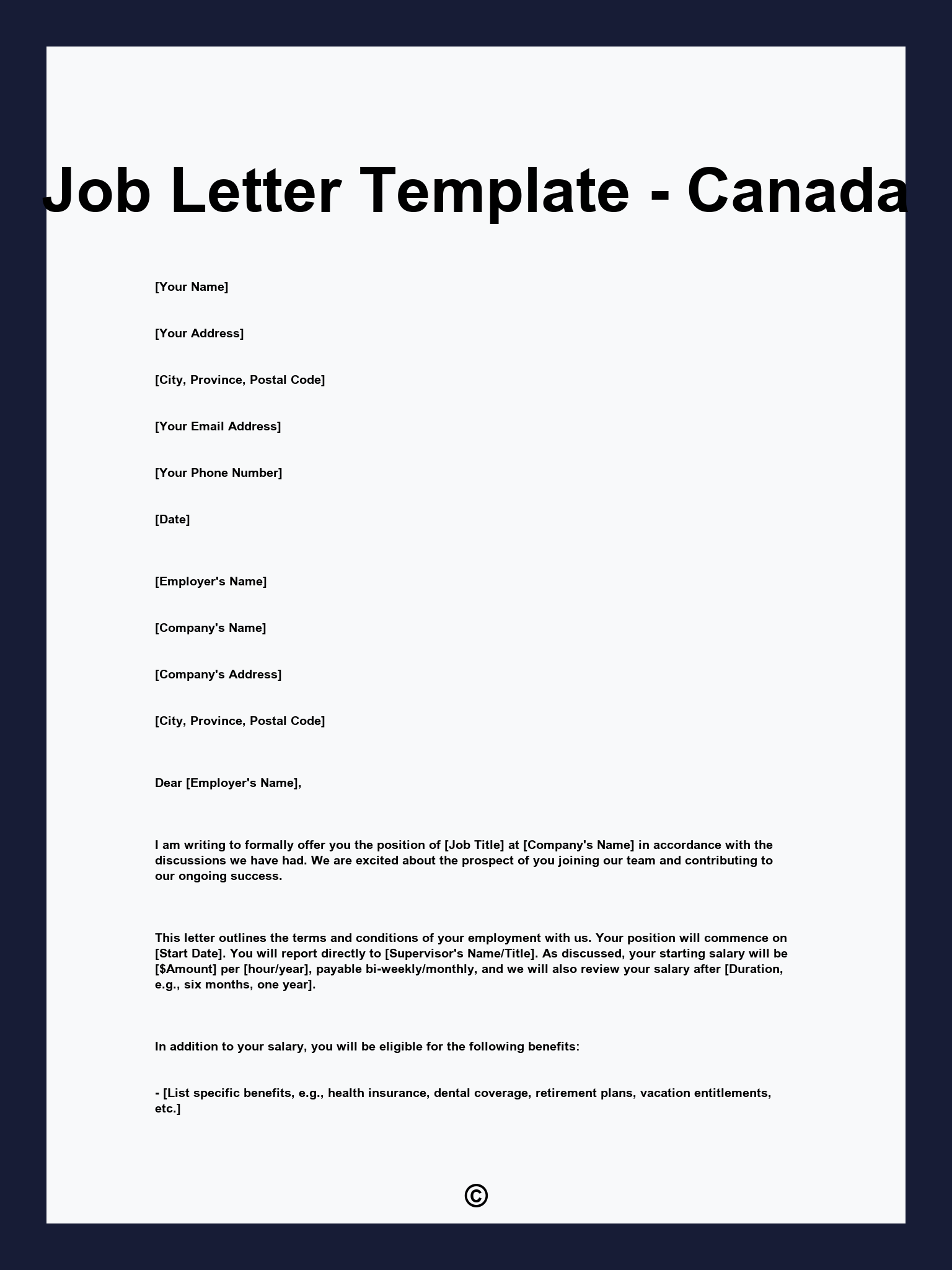 Job Letter Template - Canada