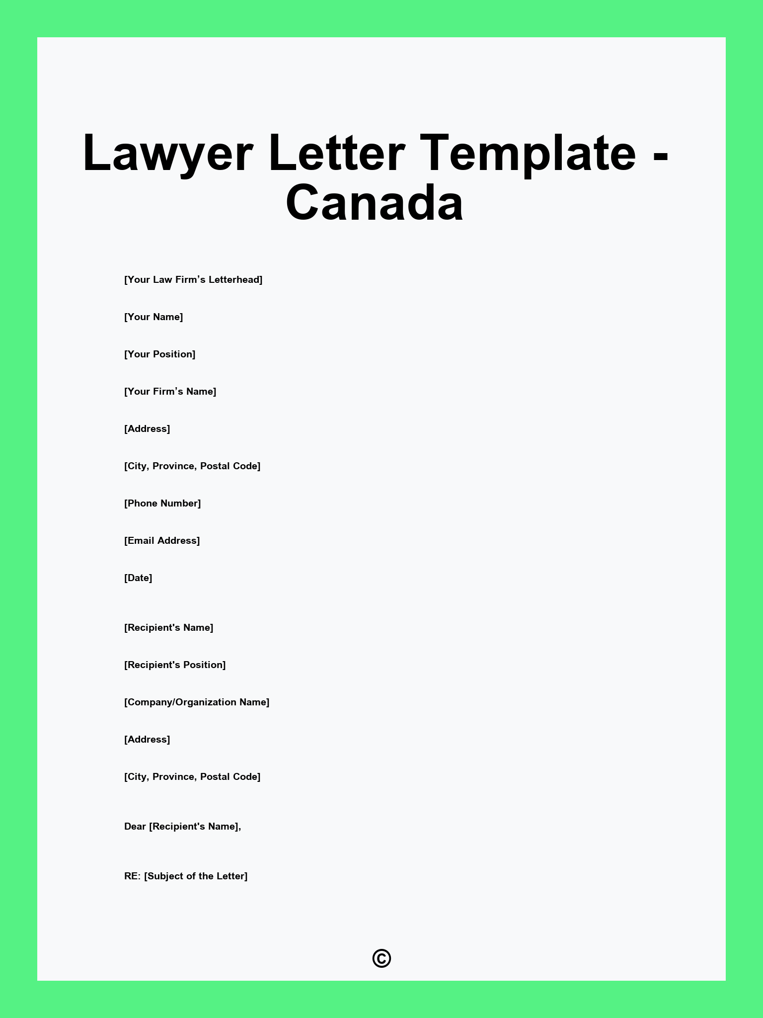 Lawyer Letter Template - Canada