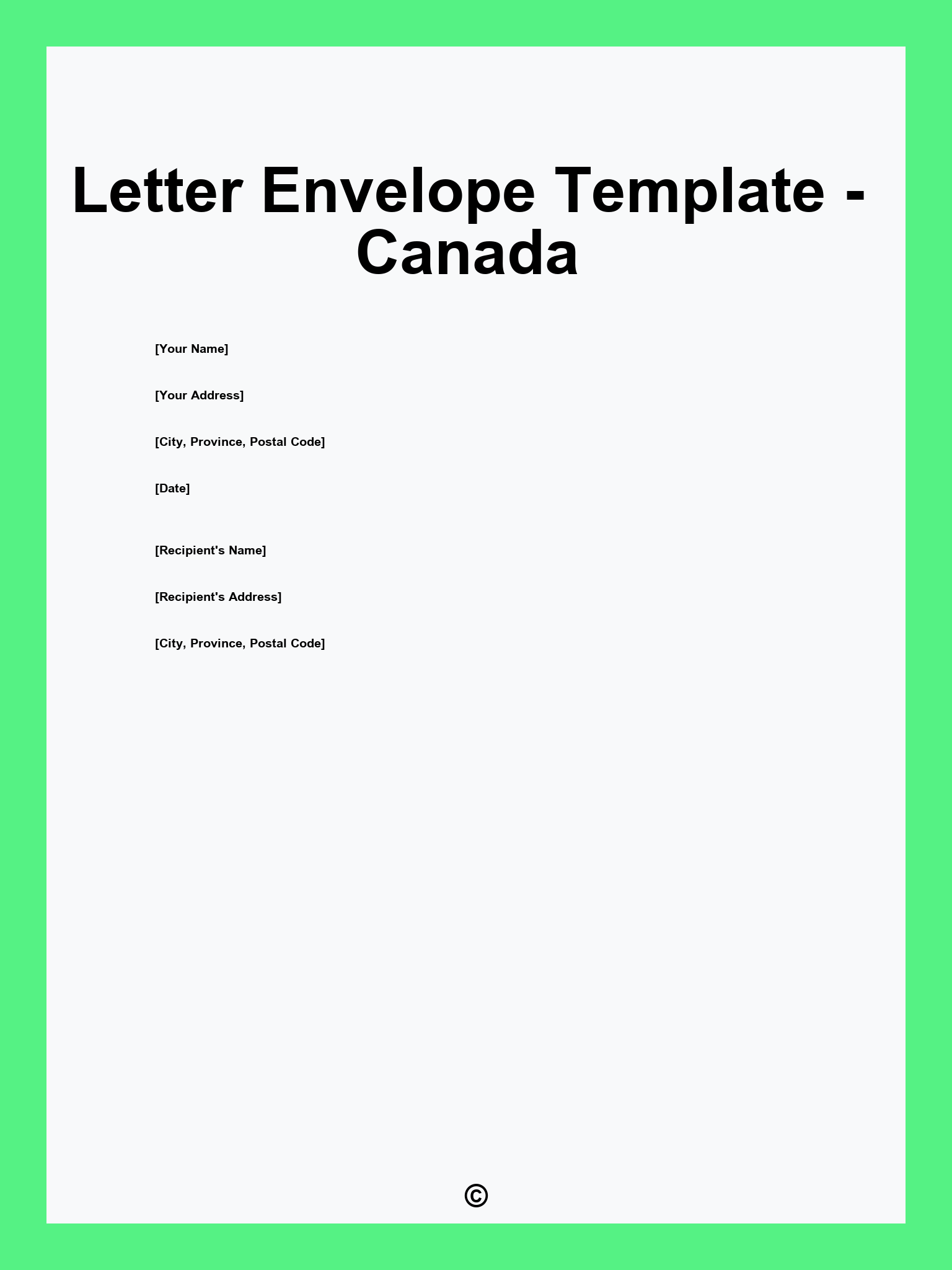 Letter Envelope Template - Canada