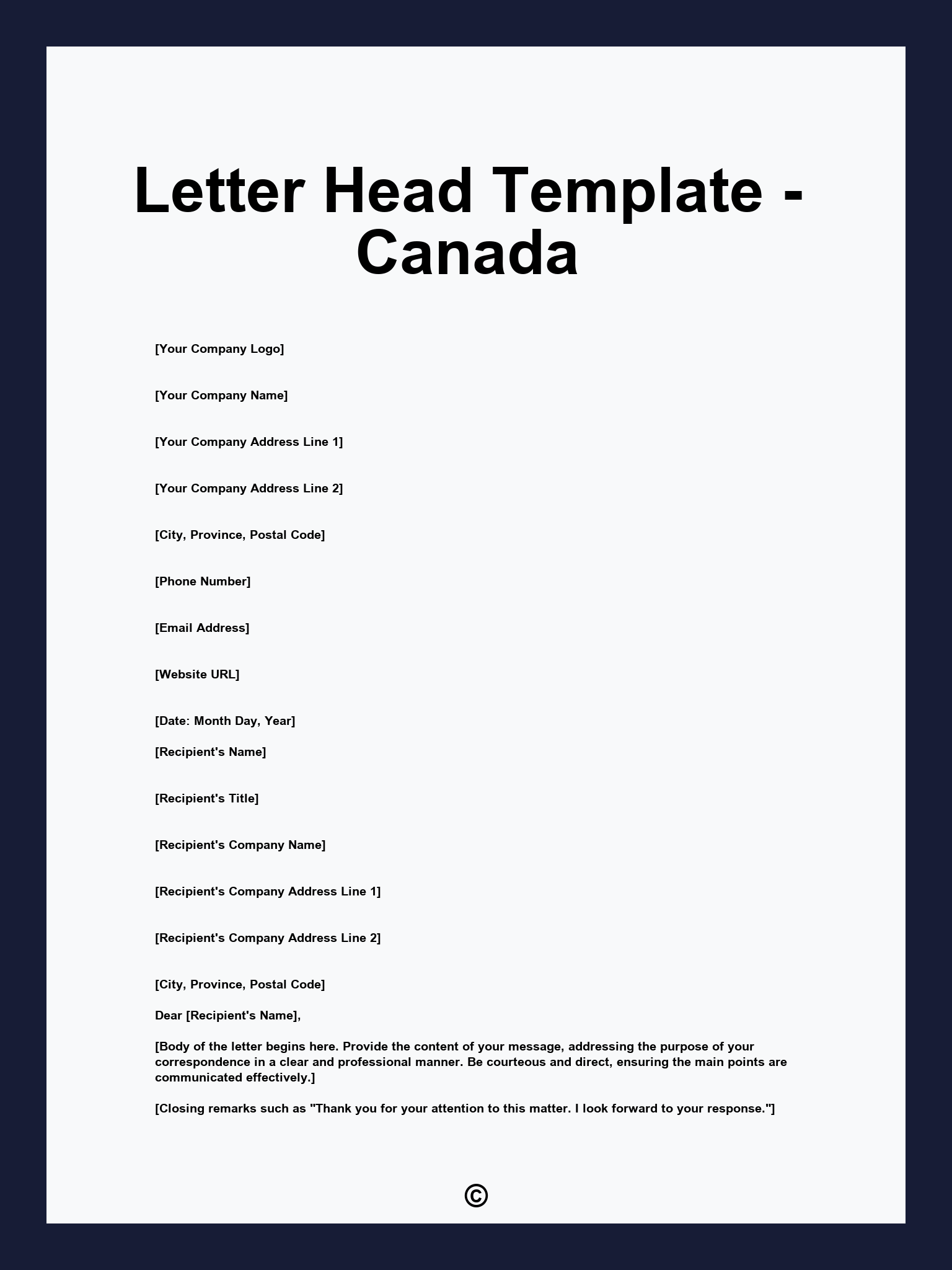 Letter Head Template - Canada