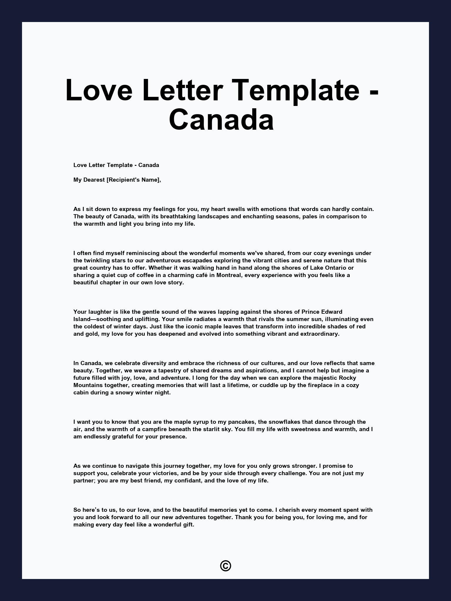 Love Letter Template - Canada