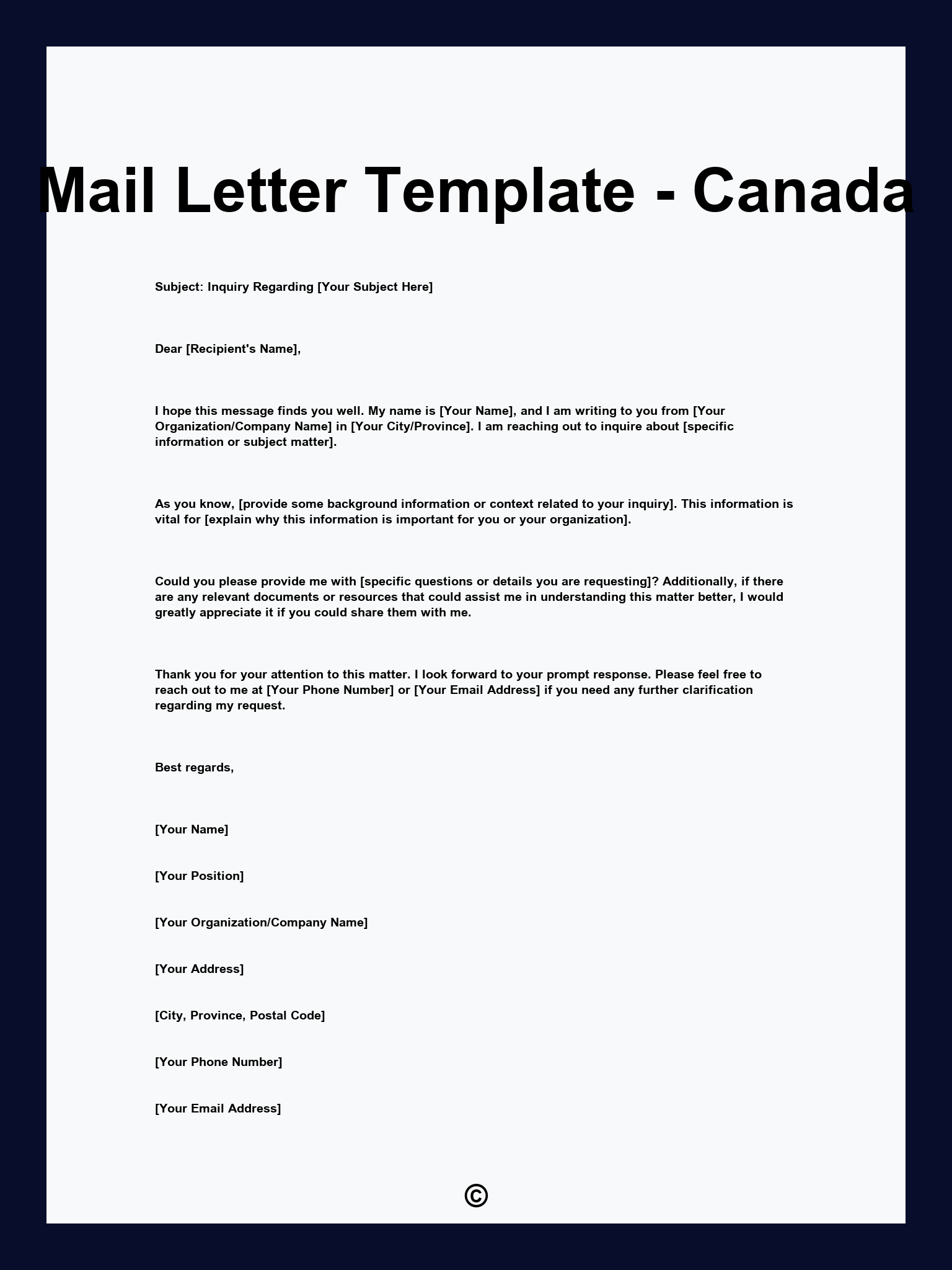 Mail Letter Template - Canada