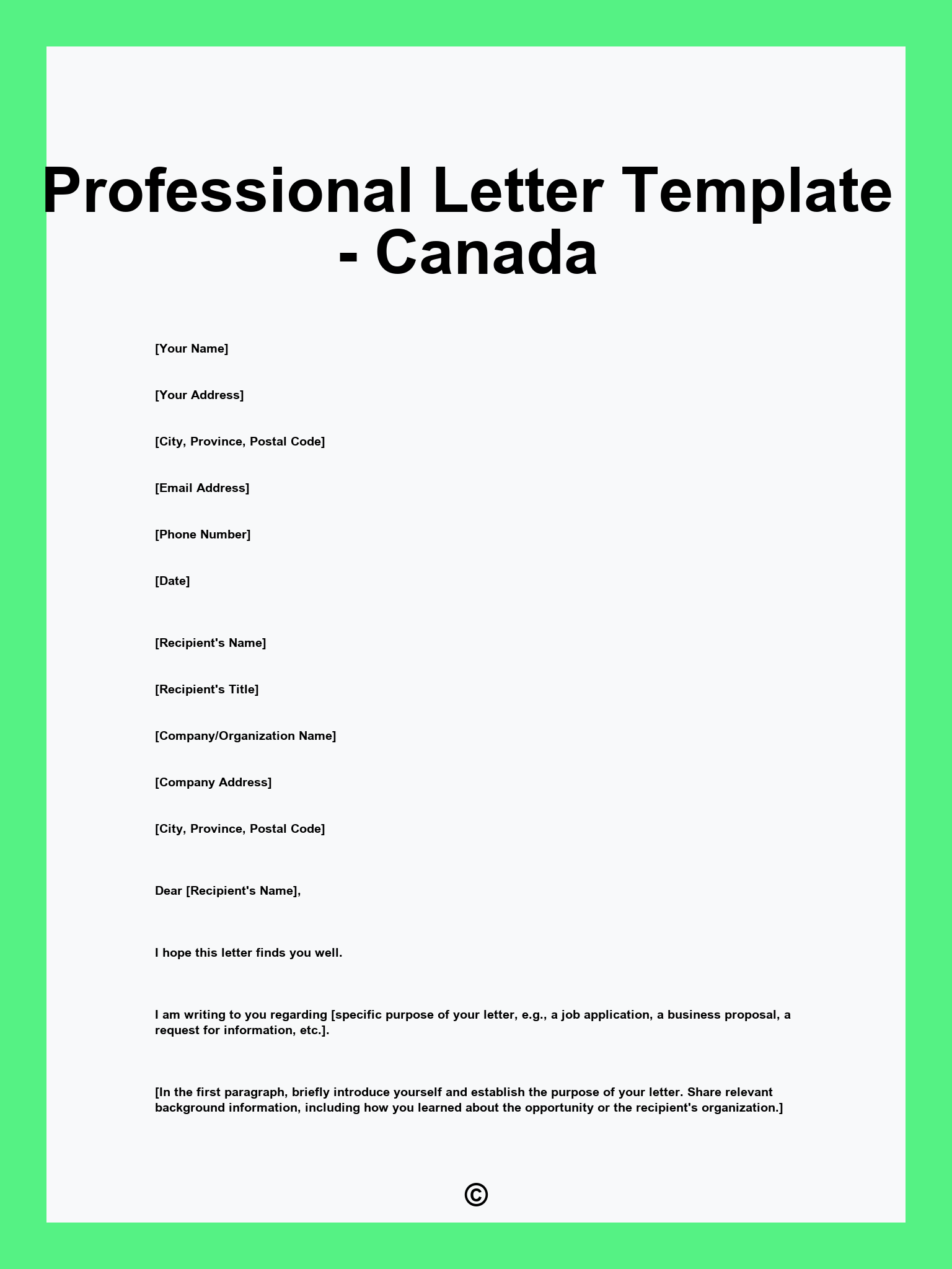 Professional Letter Template - Canada