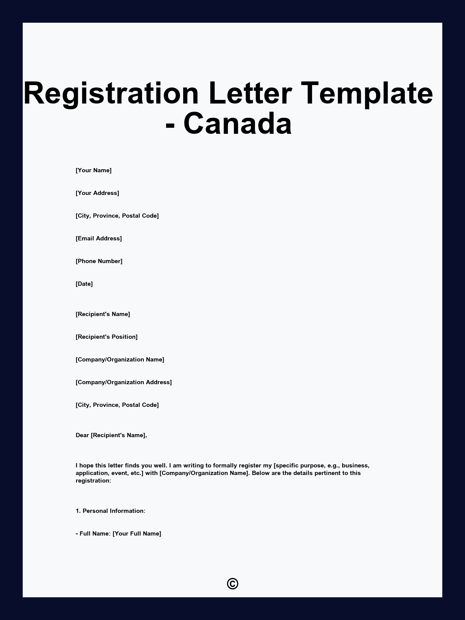 Registration Letter Template - Canada