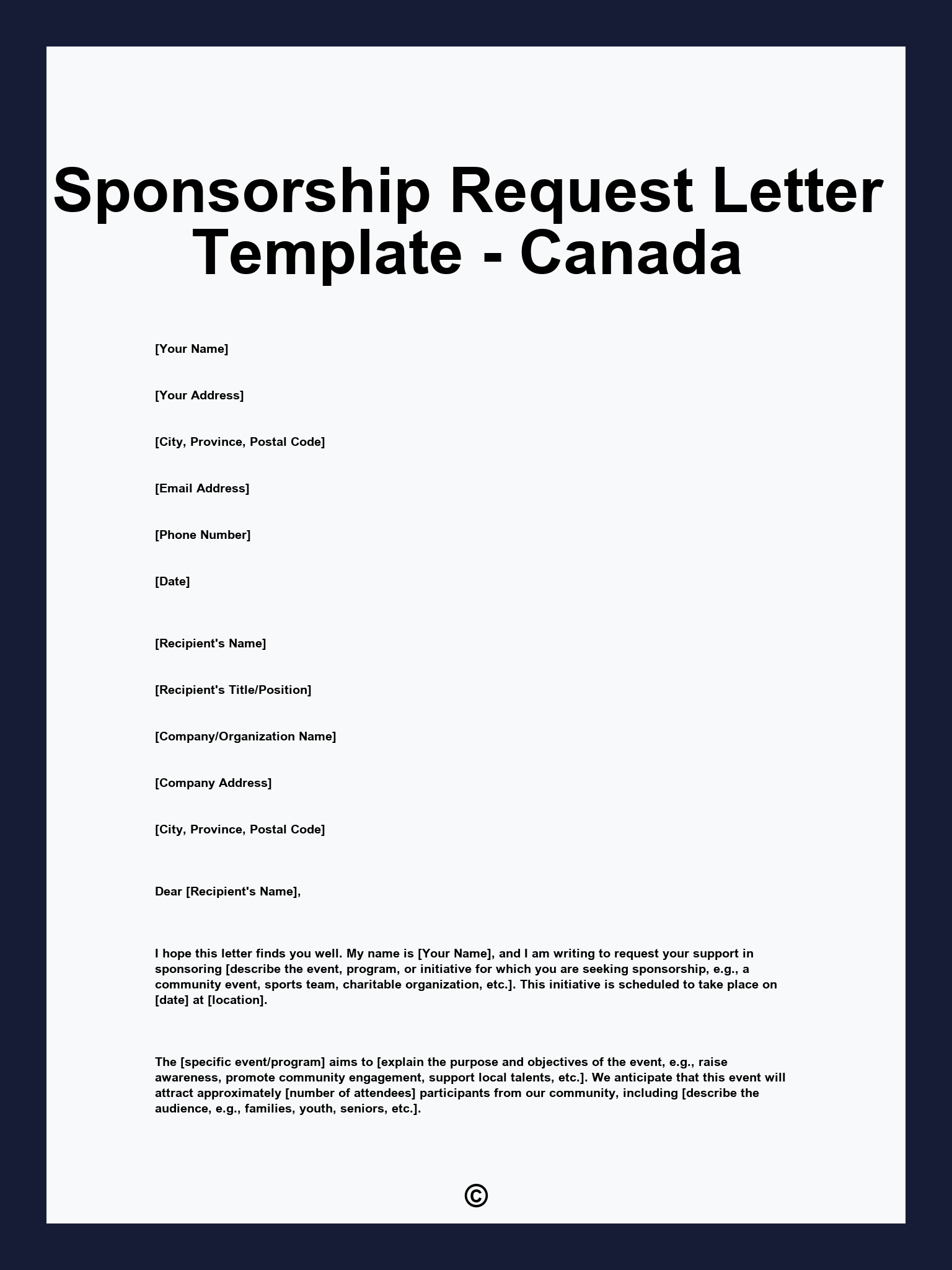 Sponsorship Request Letter Template - Canada