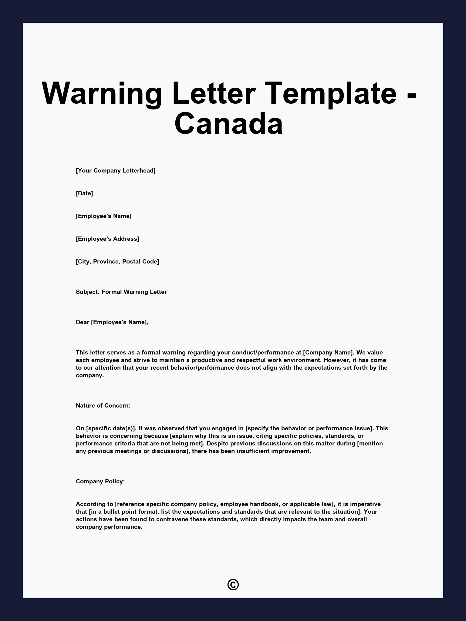 Warning Letter Template - Canada